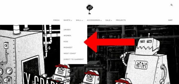 Factory43 e-commerce website categories