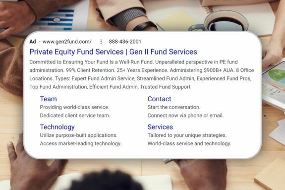 Google Search ads for Gen II Fund.