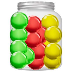 Jar with organized marbles